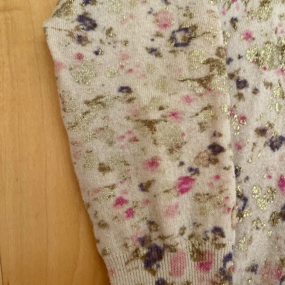 J. Crew Floral Patterned Cardigan Gold Embellished - Picture 3 of 6
